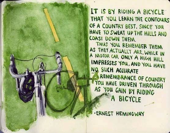 It is by riding a bicycle
